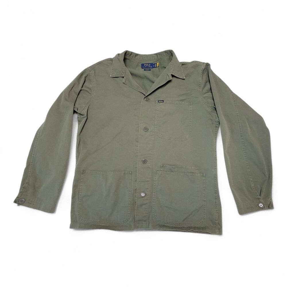 Polo Ralph Lauren Jacket Men's Large Army Green Military Utility Shacket Classic